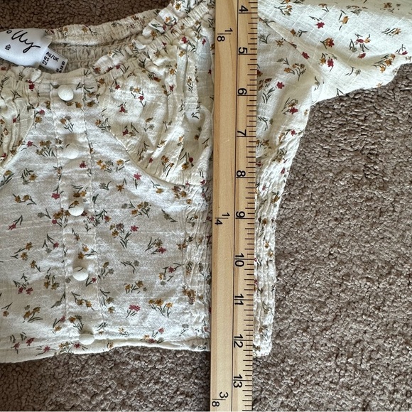 Princess Polly Smocked Floral Puff Sleeve Crop Top Cottagecore Peasant XS - Picture 9 of 9